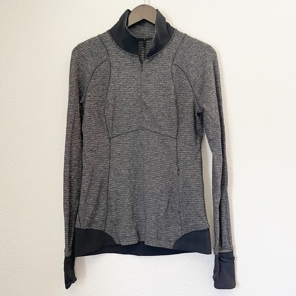 LULULEMON Runderful 1/2 Zip Black Heathered Pullover 8 - Picture 1 of 13